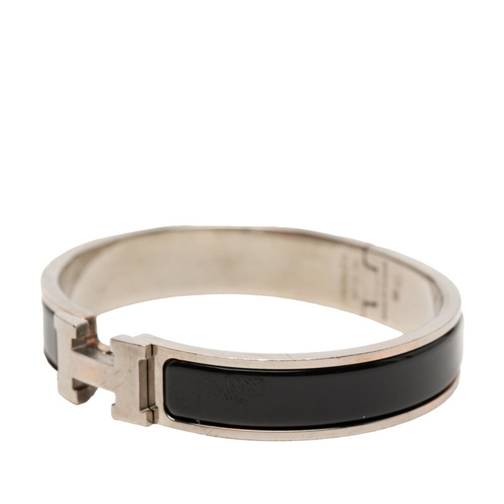 Hermes Click H PM Bangle Bracelet, Silver, Black Metal, Women's - Picture 2 of 5
